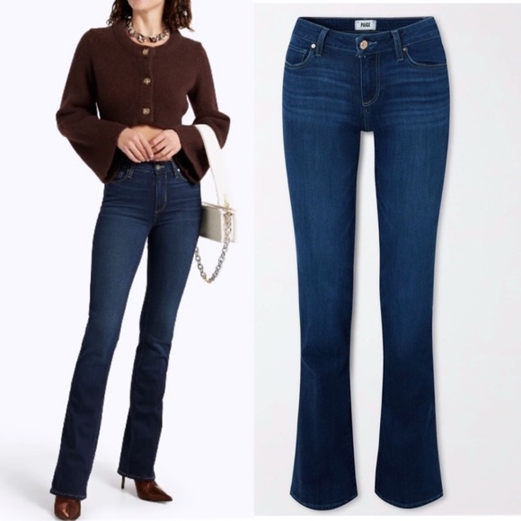 PAIGE Manhattan High Rise Bootcut Jeans in Eleanor Blue Denim Sz. 27 - Picture 1 of 15